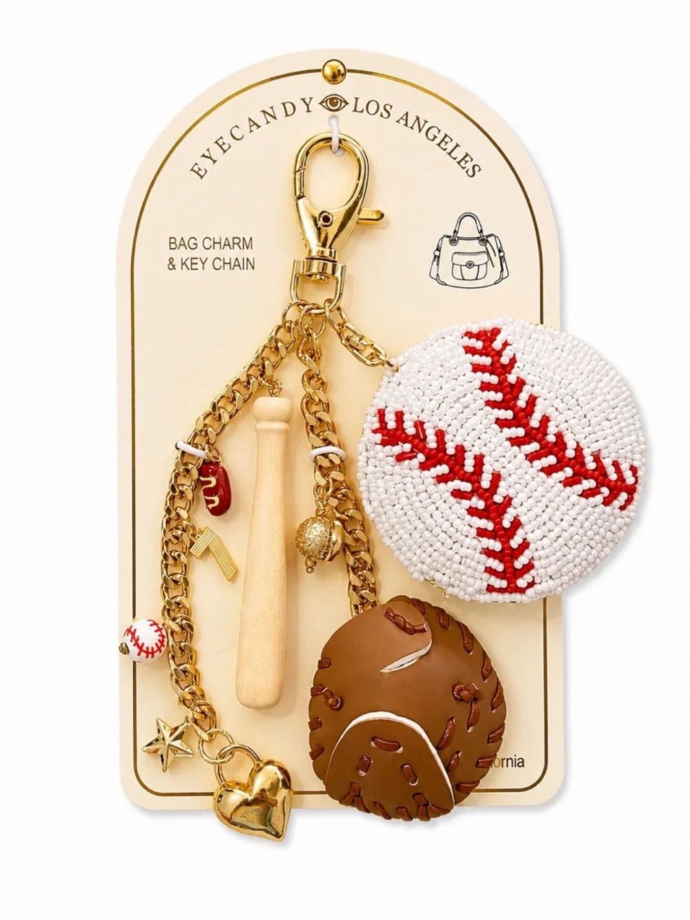 Eye Candy Los Angeles Baseball Bag Charm Keychain - NEW